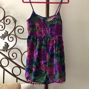 URBAN OUTFITTERS REVERSE FLORAL POM POM ROMPER S